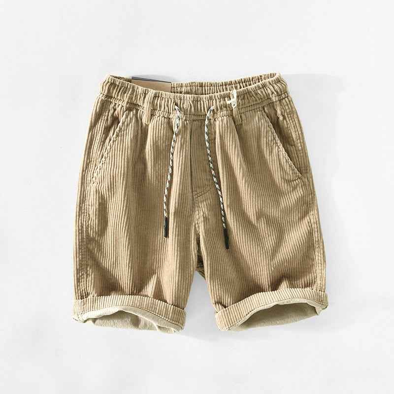 Shorts : Korte Broek van Ribfluweel - Stijl en Comfort voor Heren in Beige van Pantinoshop