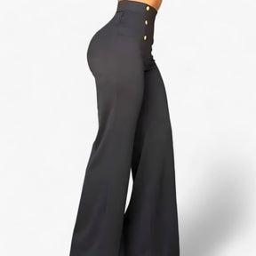 Pants : Broek met Wijde Pijpen - Hoge Taille & Tijdloze Stijl - Roze in van Pantino