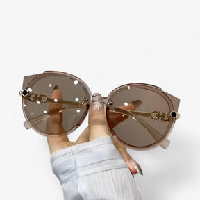 Sunglasses : Ronde Zonnebril met Kleurverloop Dames - Vintage Stijl en Bescherming - Roze in Bruin van Pantino