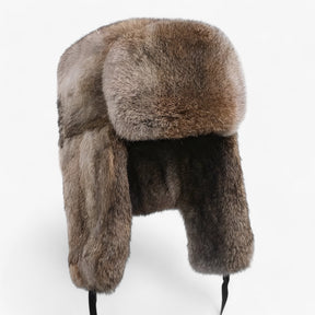 Baseball Cap : Vintage Baseballpet - Stijlvolle Warmte en Oorbescherming - Zwart in Bruine Premium Konijn van Pantino