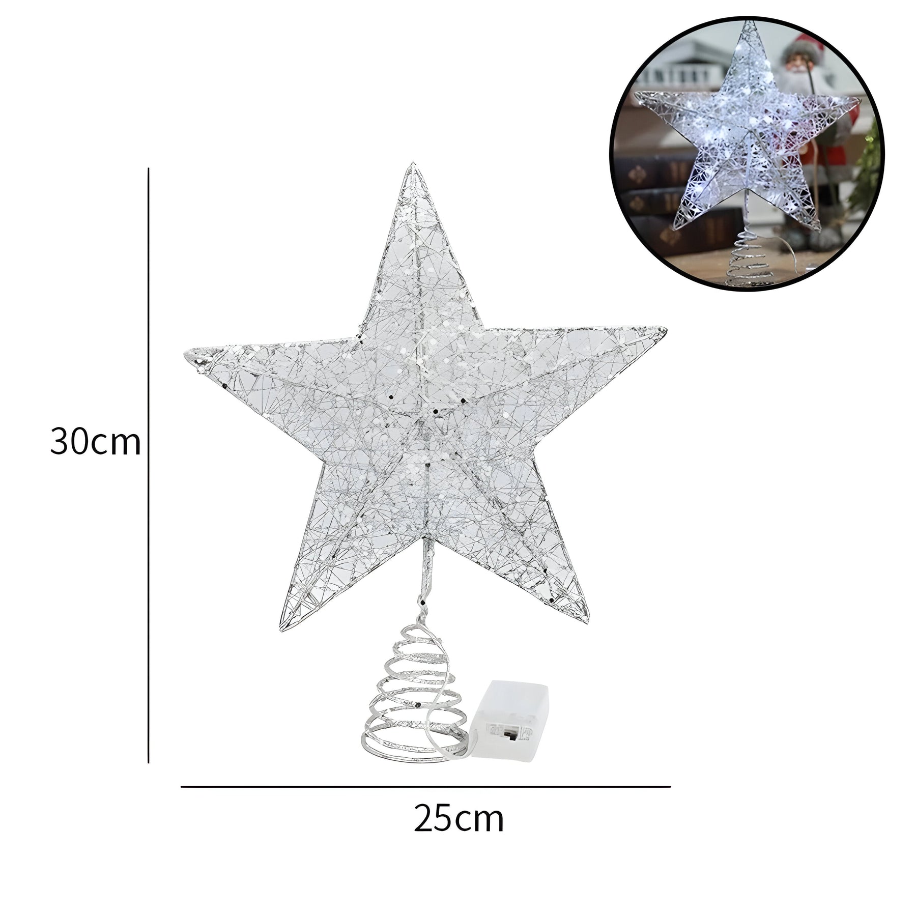 home & garden : Sterrenachtige Elegant - Bovenste Ster Ornamenten Kerstlicht - Verlicht Uw Eindejaarsfeest in 25cm Zilver van Pantino