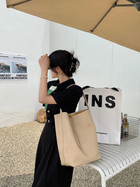 bags : Tote Bag Beige - Premium Leather in van Pantino