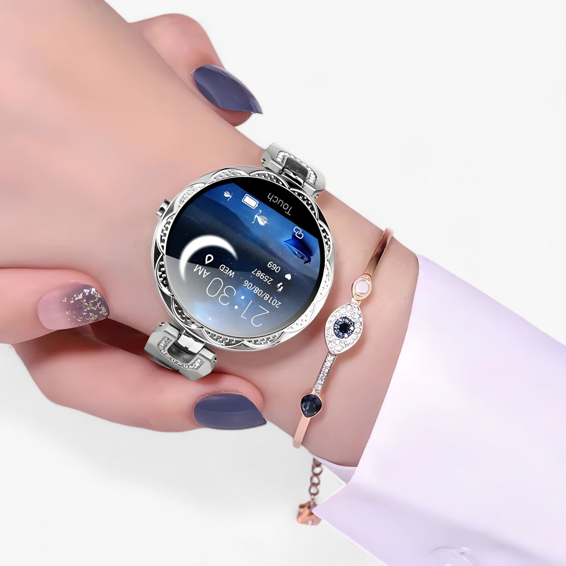 watches : Smartwatch Dames Zilver Waterdicht - Elegant Horloge met Hartslagmeter & Activiteiten Tracker in van Pantino