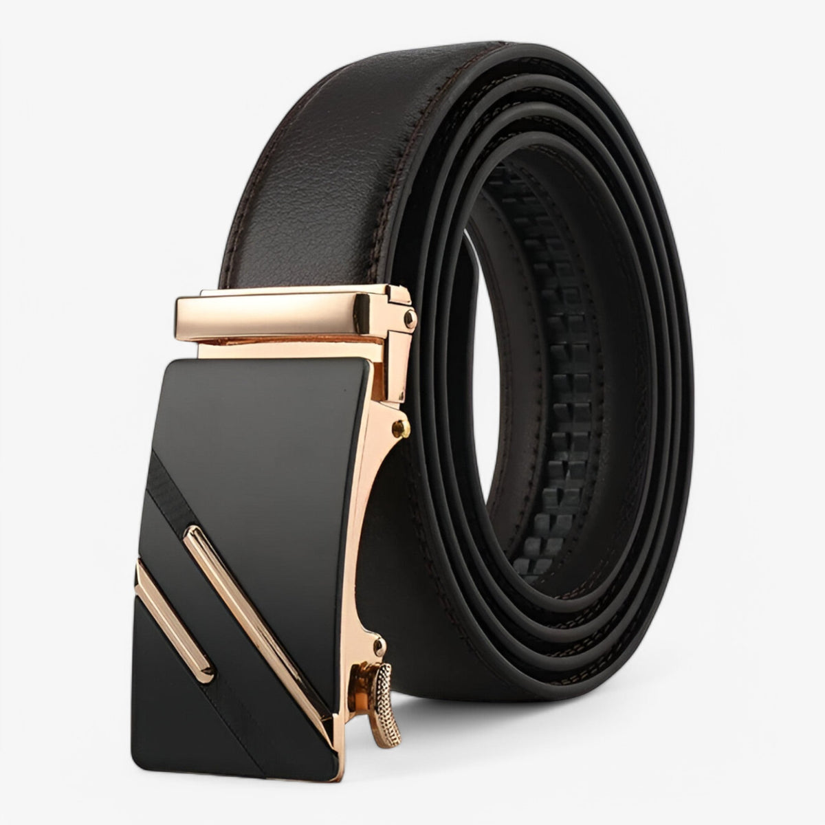 Belt : Riem Zwart - Moderne Automatische in Goud van Pantino