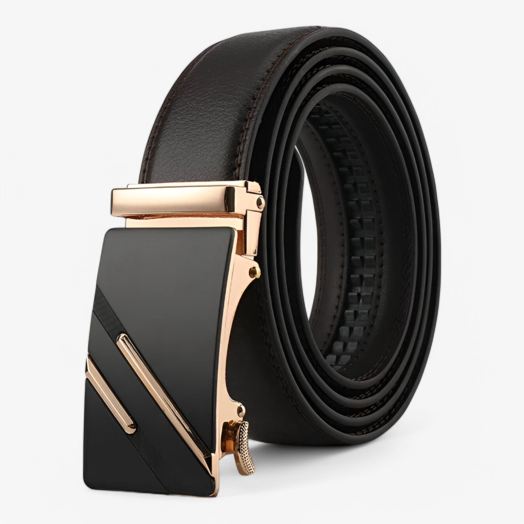 Belt : Riem Zwart - Moderne Automatische in Goud van Pantino