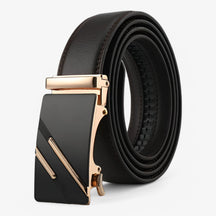 Belt : Riem Zwart - Moderne Automatische in Goud van Pantino