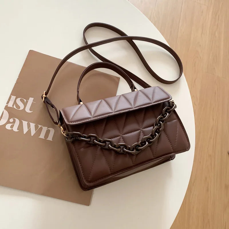 bags : Elegante Handtas Dames Medium Size Patroon - Zwart in Donker Bruin M van Pantino