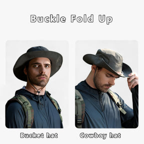 outdoor equipment : Waterdichte Bucket Hat Heren - UV-bescherming, Opvouwbaar - Koffie & Grijs in van Pantino
