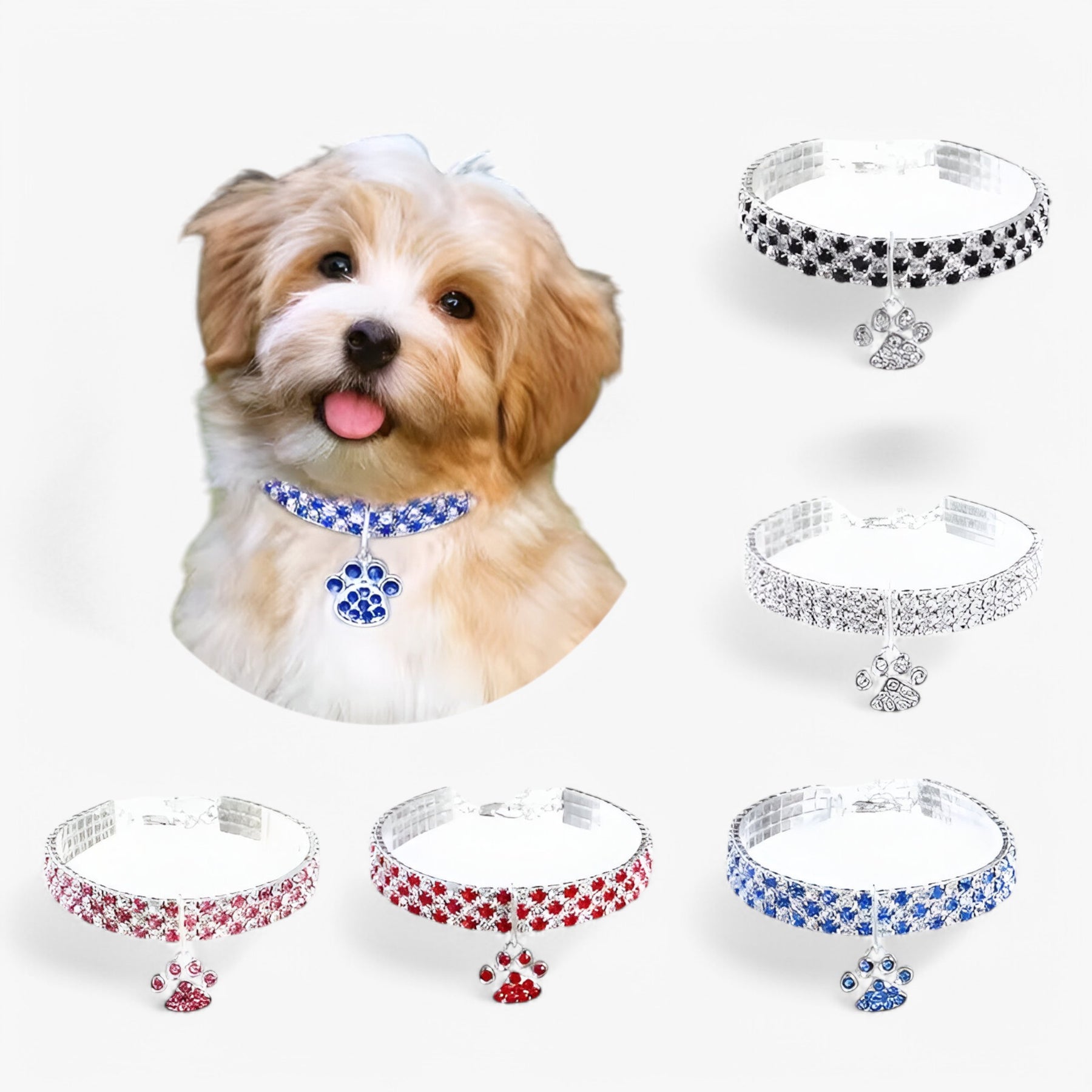 pets : Luxe Kristallen Halsband met Diamant Hanger - Roze in van Pantino