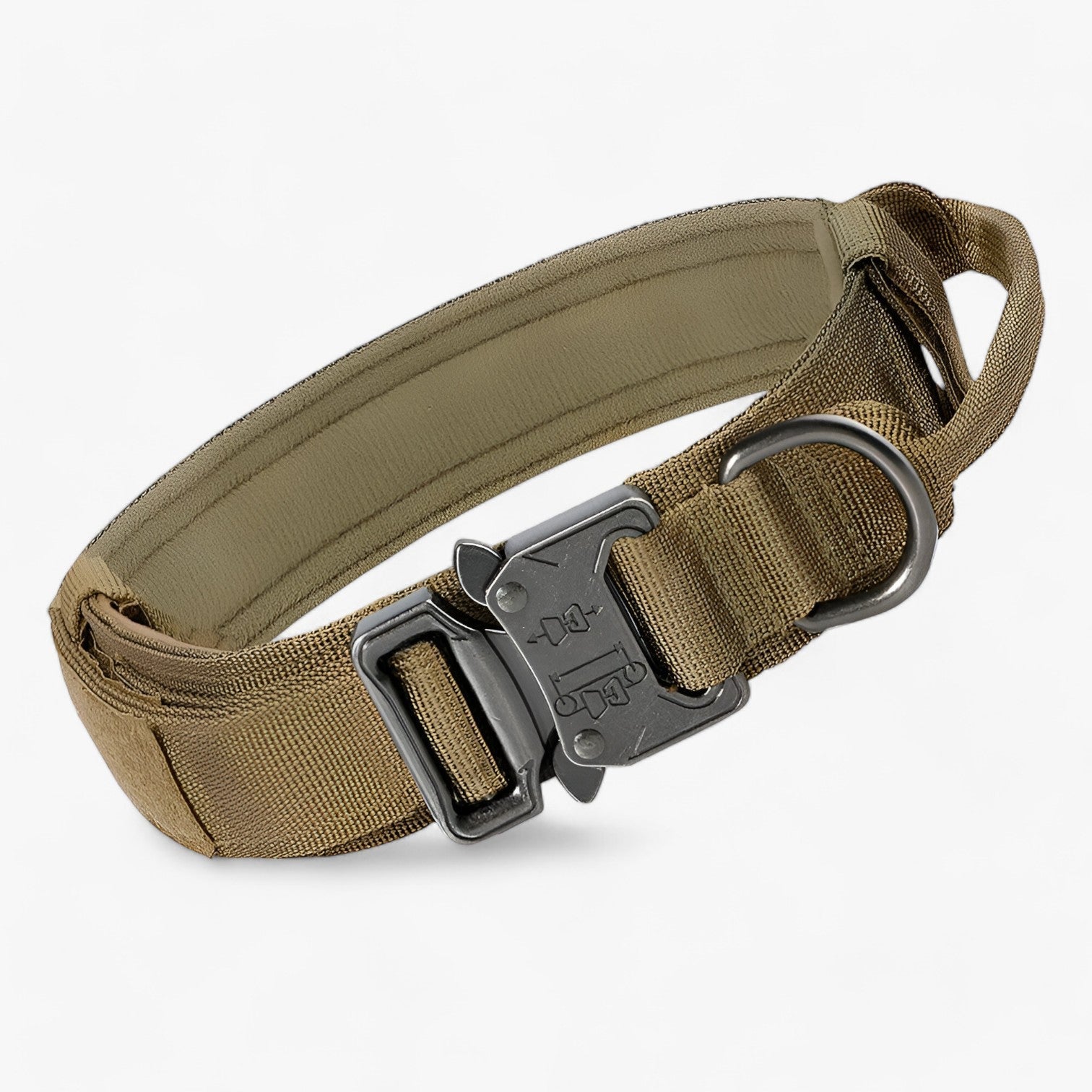 pets : Tactisch Hondenhalsband met Handvat voor Training - Bruin Set in Bruine Halsband van Pantino