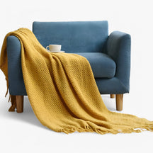 Home & Garden : Gezellig gebreid plaid – zacht, warm en stijlvol met franjes Heren in Giallo van Pantinoshop