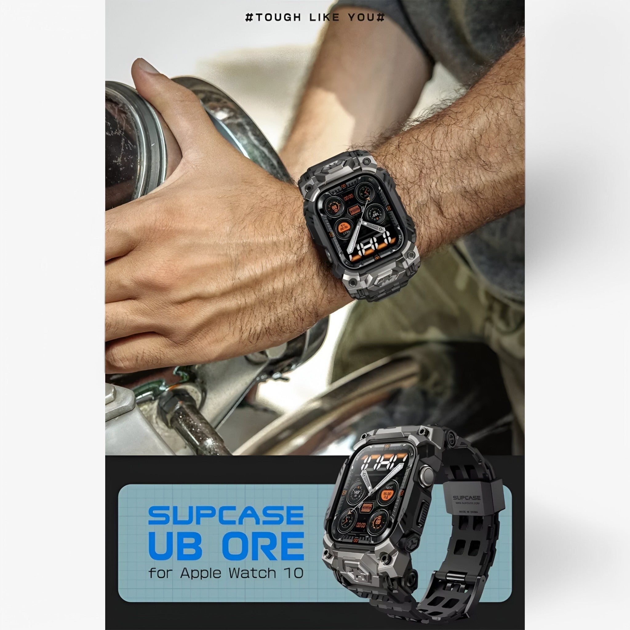 Apple Watch Case : Riem Zwart - Robuuste Behuizing met voor Apple Watch 10 in van Pantino