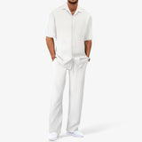 Heren Casual Chic Set: Stijlvol Overhemd en Slim Fit Broek