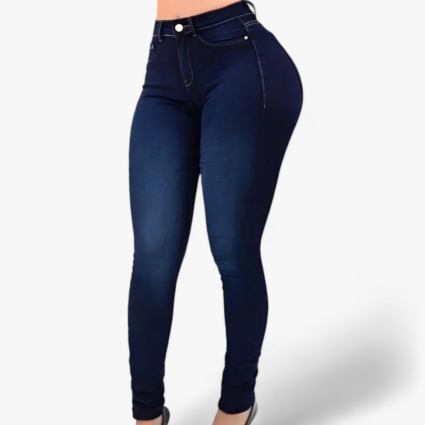 Jeans : Jeans met Hoge Taille - Stijl en Comfort Cultiveren - Donkerblauw in Donkerblauw van Pantino