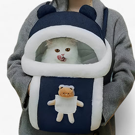 pet supplies : Warme Pluche Kattendraagtas - Comfortabel en Veilig voor Onderweg - Blauw in Blauw van Pantinoshop