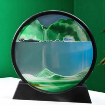 Art de sable : Decoratief 3D Bewegend Zand Schilderij van Glas – Ontspannend Landschap voor Kantoor/Thuis in Vert van Pantino