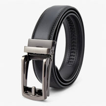 Belt : Ring Zwart - Leren Riem met Dubbele Laag en Elegante Legeringsgesp in Zwart van Pantino