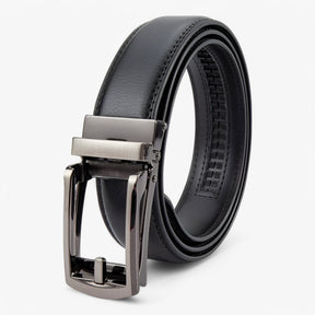 Belt : Ring Zwart - Leren Riem met Dubbele Laag en Elegante Legeringsgesp in Zwart van Pantino