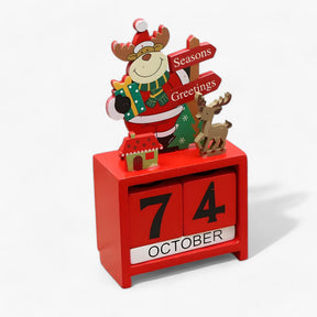 home & garden : Feestdagen Countdown Magie - Houten Kerstkalender met Kerstman en Sneeuwman - Voeg Opwinding Toe aan Je Feesten in E 7.5X3.3X16cm van Pantino