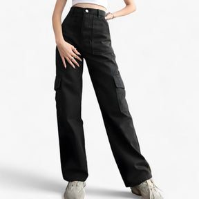 Cargo Pants : Cargobroek Beige - Streetwear & Comfortabele Pasvorm in Zwart van Pantino