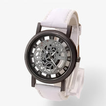 other : Kwarts Uurwerk met Leren Band en Romeins Wijzerplaat - Zilver Blauw in zwart wit van Pantino