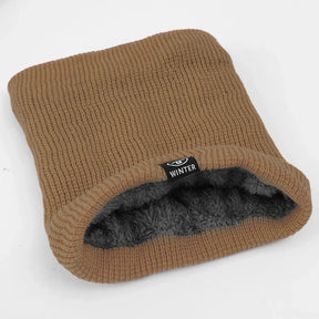 Scarf : Sjaal Geel - Warme Pluche Winter - Volledig Mask en Nekwarmer in Kaki Één maat van Pantino