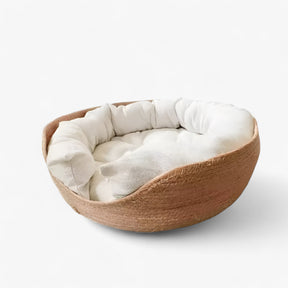 Pets & Supplies : Ecologisch Huisdierenbed van Handgevlochten Bamboe voor Honden en Katten, Natuurlijk en Duurzaam in Met op maat gemaakt kussen van Pantinoshop