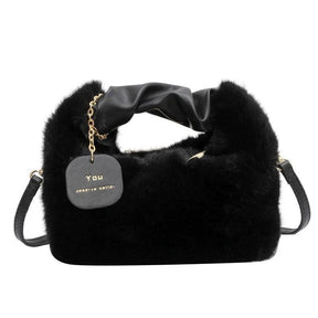 Tassen : Fluffy Crossbody Tas - Licht Bruin in Zwart van Pantino