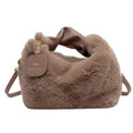 Pluszowa torba crossbody - jasnobrązowa
