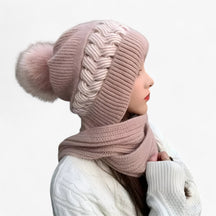 Beanie : Muts Zwart - In-Één Gebreide Wintermuts - Warm, Comfortabel en Winddicht in roze van Pantino
