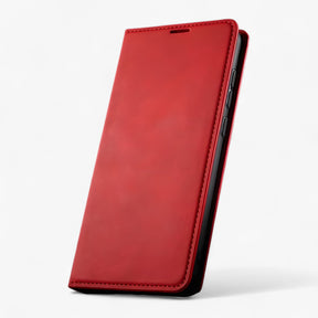 Phone Case : Magnetische Leren Hoes - Elegante Uitstraling, Gegarandeerde Bescherming - Zwart in Rood van Pantino