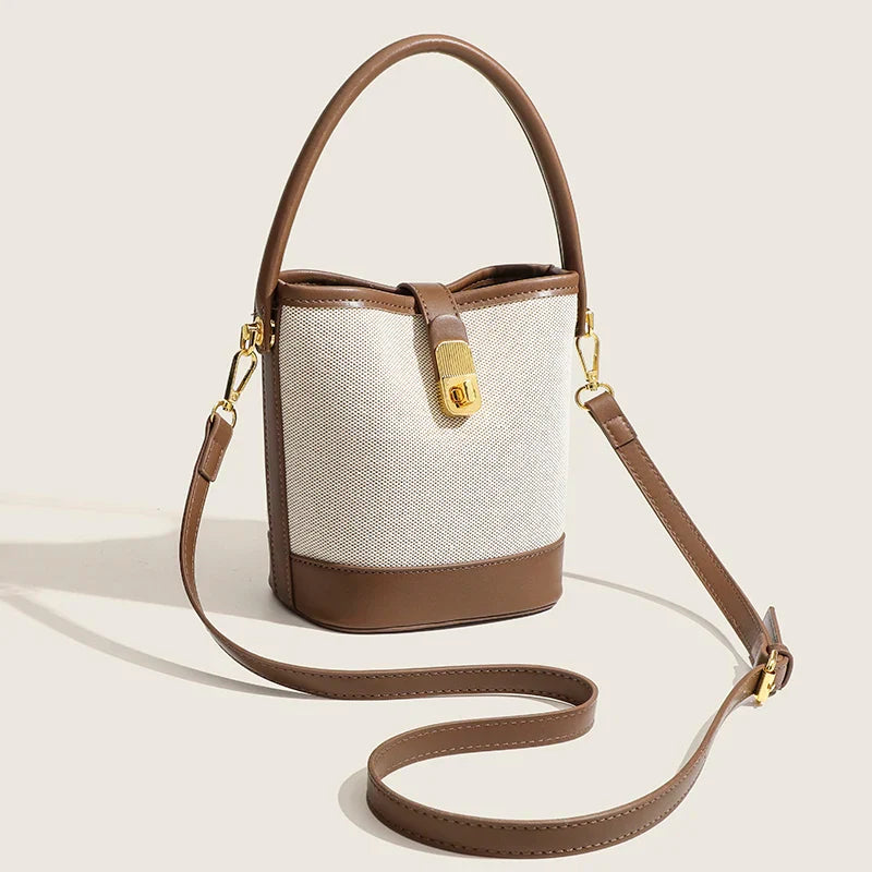 bags : Bucket Schoudertas Dames Beige - Compacte Elegantie - Synthetisch Leer in van Pantino