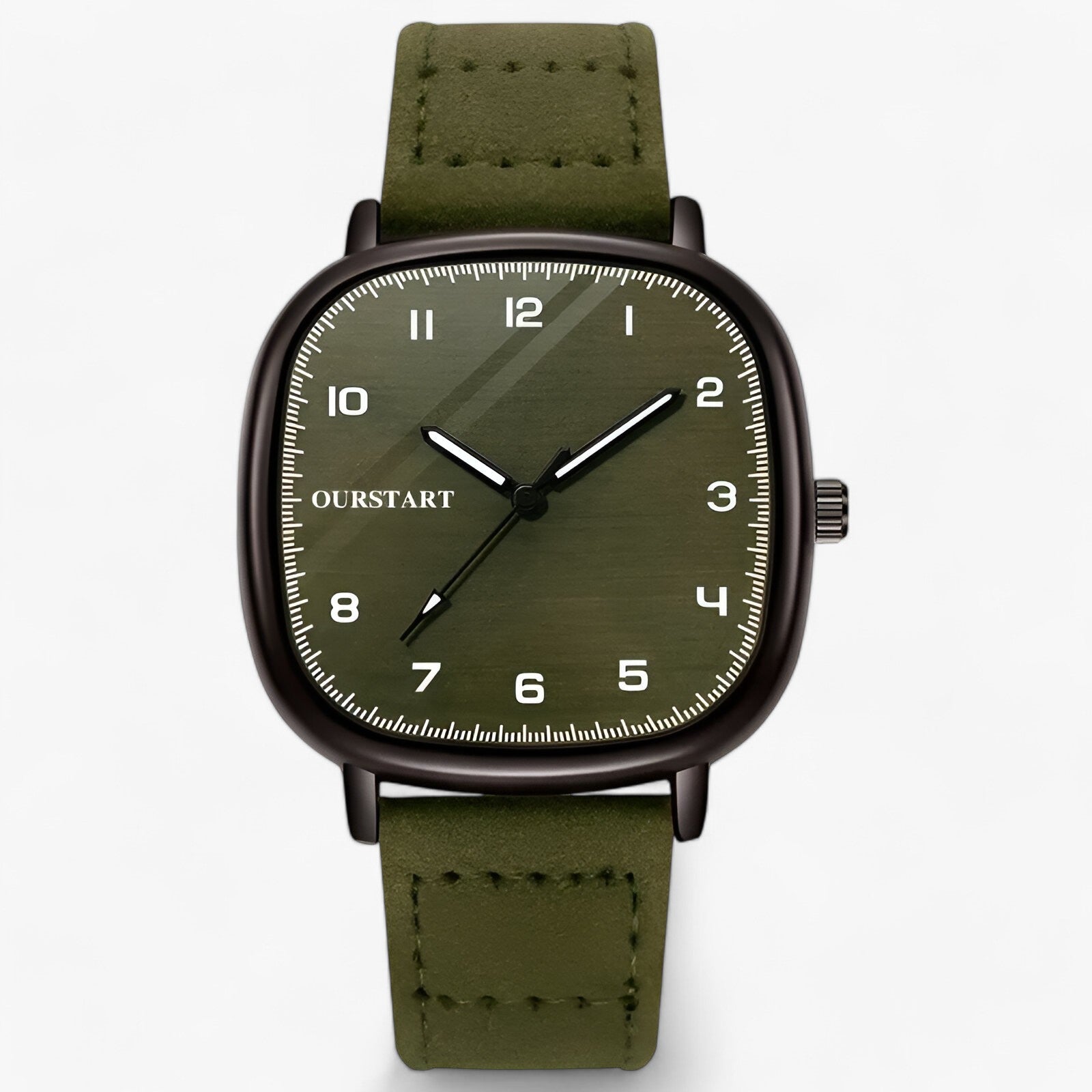 watches : Horloge Dames Groen - Vintage Firkanthøj - Elegante met Leren Band in Groen van Pantino