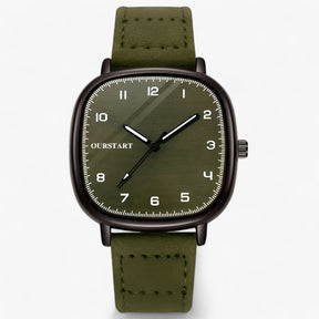watches : Horloge Dames Groen - Vintage Firkanthøj - Elegante met Leren Band in Groen van Pantino