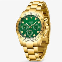 watches : Horloge Zwart Goud - Luxe Chronograafhorloge van Roestvrij Staal in Goud groen van Pantino