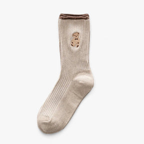 Socks : Knus en Schattig (1 Paar + 1 Paar Gratis) - Olijf in Beige van Pantino