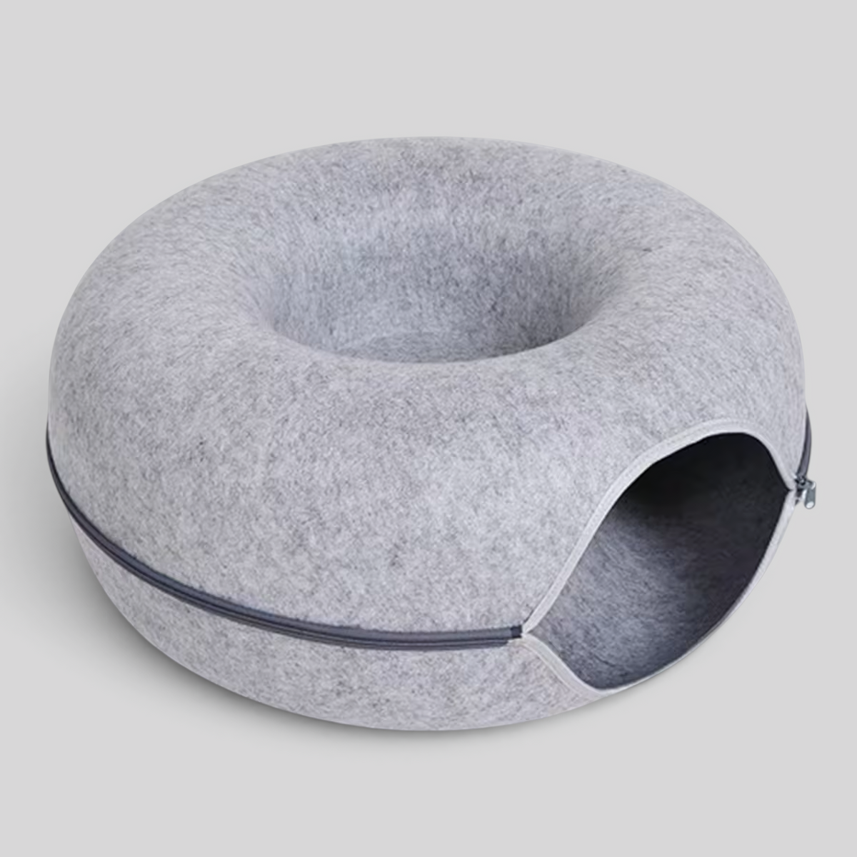 Ronde Kattenmand met Holletje en Rits – Vilten Kattenbed 50 of 60 cm