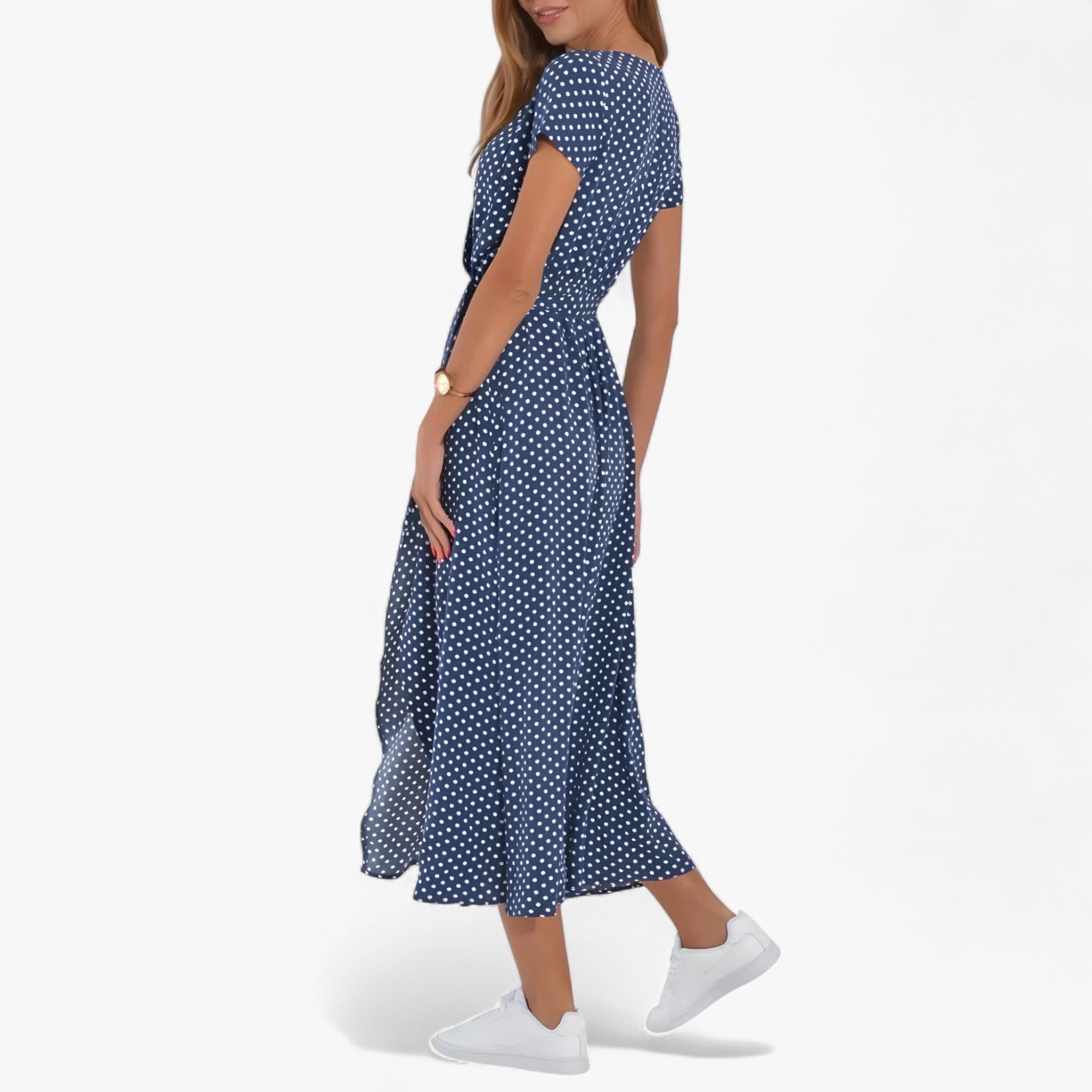 Elegante damesjurk Nery met diepe V-hals, Casual zomeravondjurk