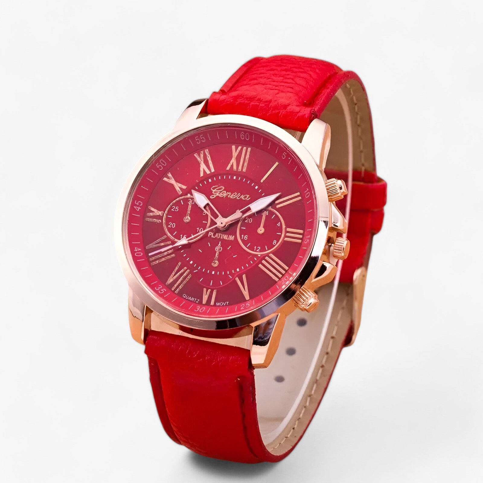 Watches : Luxe dameshorloge - Waterdicht leer voor elke gelegenheid in Rosso van Pantinoshop