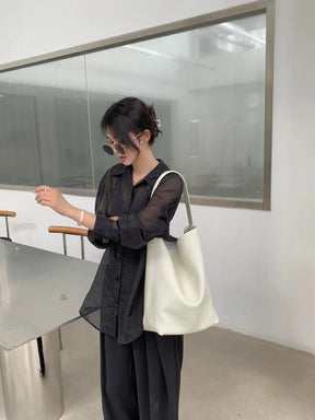 bags : Tote Bag Beige - Premium Leather in van Pantino