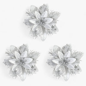 home & garden : Émilie - Glinsterende Kerstbloemen - Geef Je Decoratie een Sprankelend Tintje in Zilver van Pantino