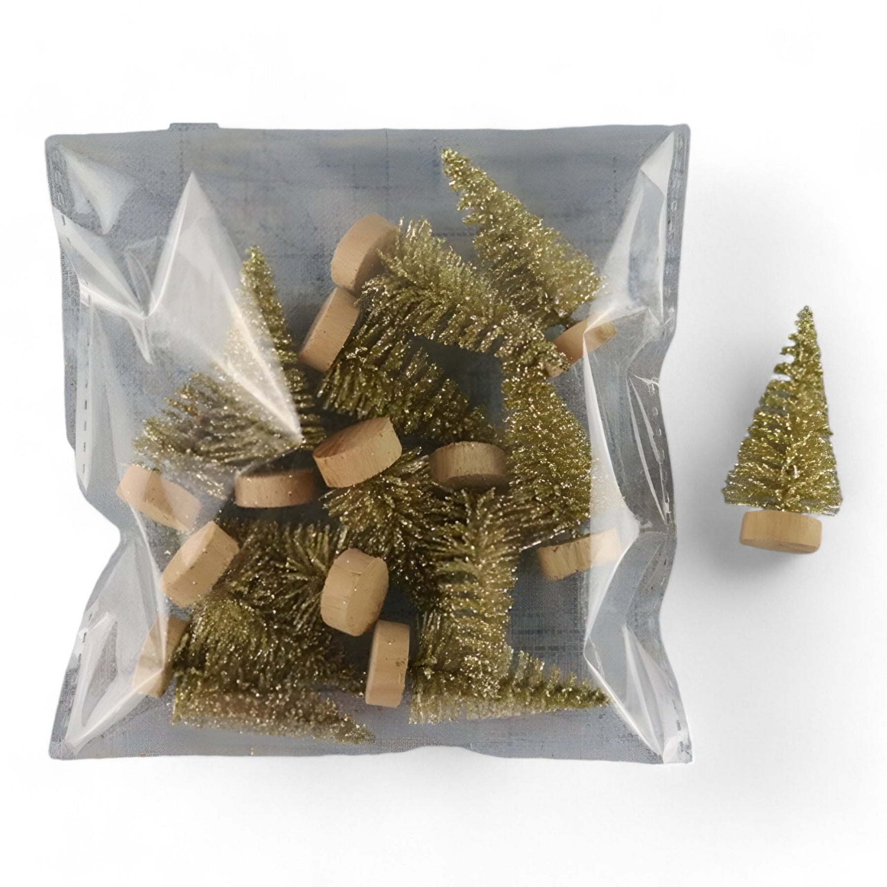 home & garden : Mini Kerstbomen - Leuk en Feestelijk DIY Decor voor Huis en Kantoor - Beige in Goud zak van 12PCS van Pantino
