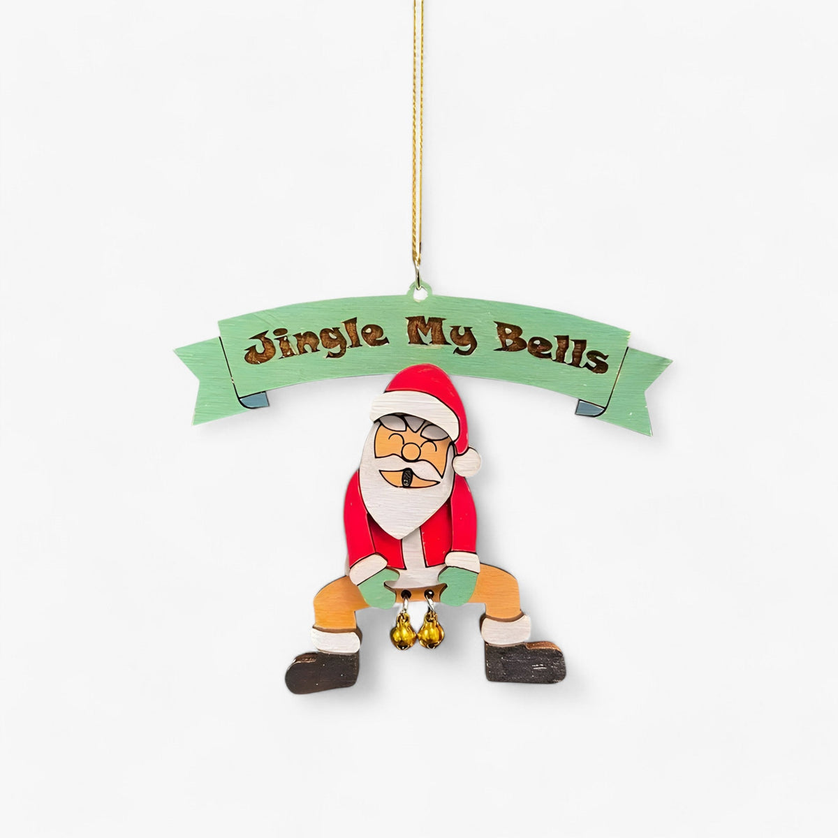 home & garden : Jingle My Bells - Grappige Kerstornament - Bel Hanger Kerstman voor Kerstboom en Nieuwjaarsdecoratie in Mens Materiaal- Acrylaat van Pantino