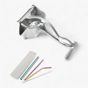 home & garden : CitrusPro - Ensemble Perssysteem - Handpers van Aluminiumlegering voor Citrusvruchten & Granaatappels in Citruspers met doos en 3 rietjes en 1 borstel van Pantino