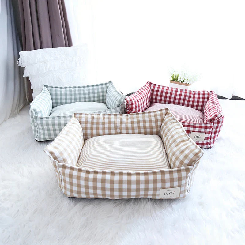 pets : Hondenbed Beige Ruitjespatroon - Zachte Rustplaats - 100% Katoen in van Pantino