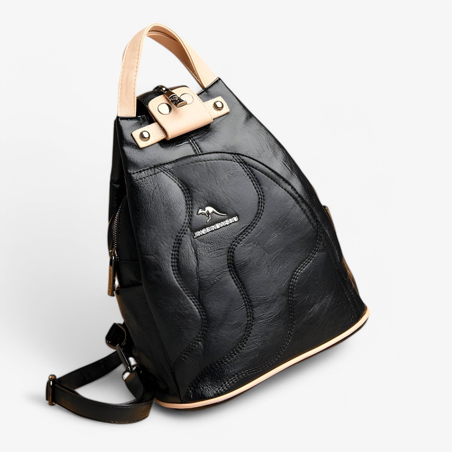 bags : Rugzak Zwart en Kaki - Elegante Lederen - Ruim, Veilig en Perfect voor op Reis in van Pantino