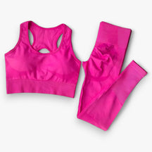 Two-Piece Sportswear Set : Set Sportkleding - Vertrouwen & Comfort Tijdens het Sporten - Zwart in Roze Rood van Pantino