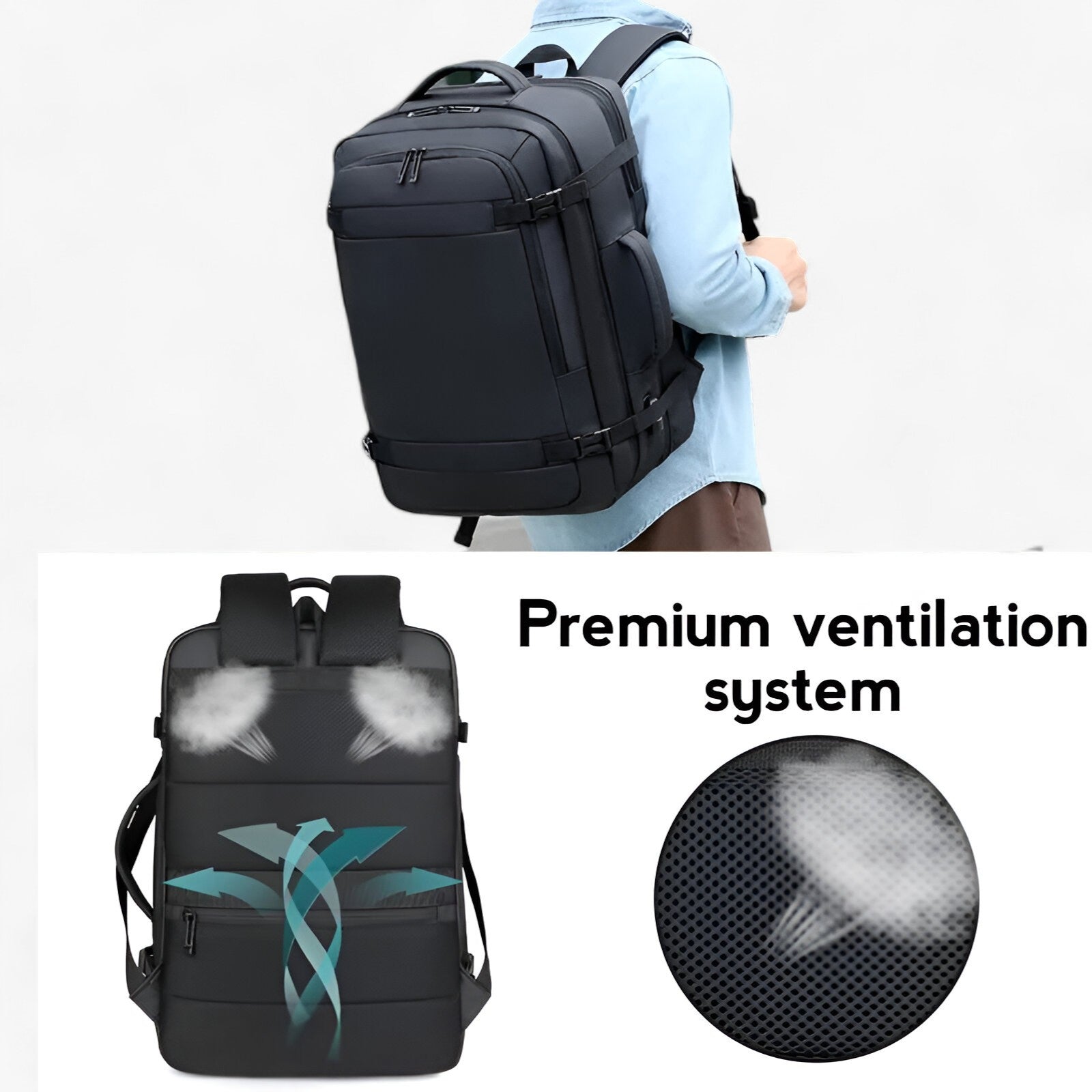 bags : Reisrugzak met USB Heren - Expande Zwart in van Pantino