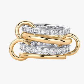 Ring : 18K Gouden Gestapelde Ringen met Cubic Zirconia in Verstelbare ringen van Pantino