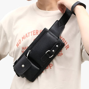 Fanny Pack : Multifunctionele Leren Heuptas Heren Leer - Zwart Maat Groot in van Pantino
